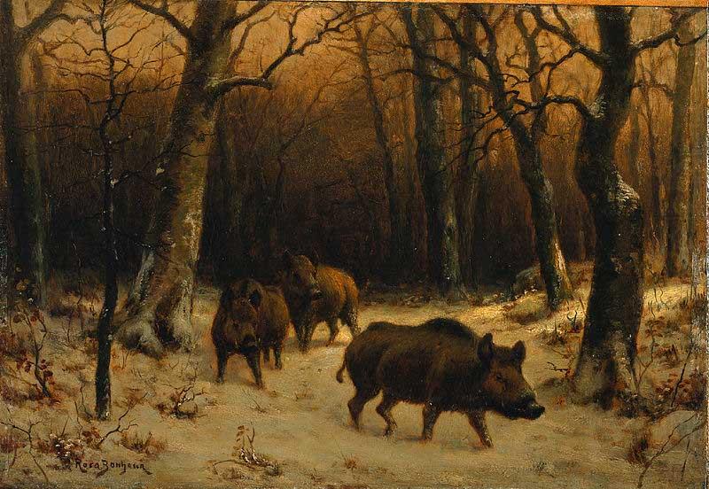 Rosa Bonheur Wild Boars in the Snow oil painting picture